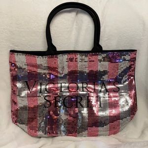 Victoria's Secret Pink Sequin Stripe Tote Bag